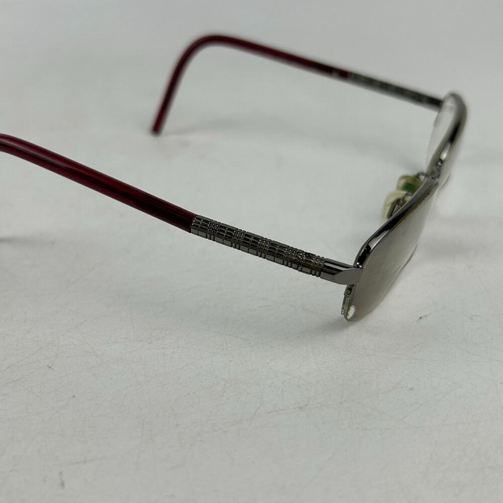 Burberry Eyeglasses B 1157 1003 Size 52-17-135 Silver Maroon Rectangle Frames - Picture 6 of 13
